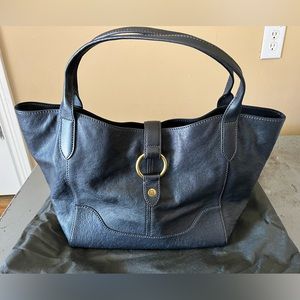 Frye Leather Ring satchel/Purse/Tote/Shoulder Handbag, Black, Rare!